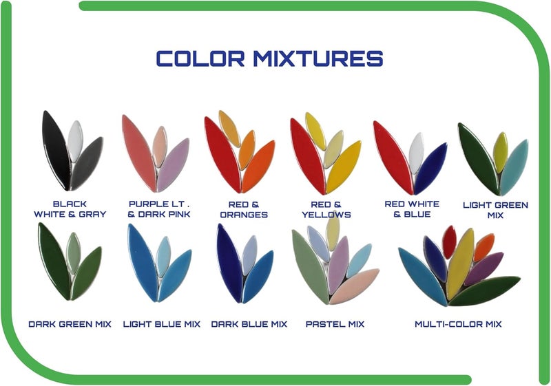 Verz Tile VerzTile Mosaic Tiles for Crafts - Petal Shaped Ceramic Tile Craft Hobbies & Art Projects 39 Color Options Endless Creativity DIY Design (Light Green Mix) - Image 4